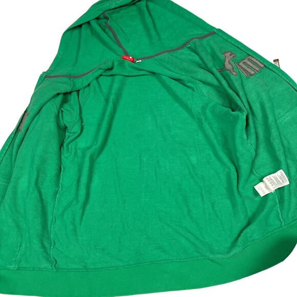 Puma Hoodie‎ Jacket Green Grey Logo Front Full Zip Long Sleeve Women's Large - Picture 15 of 15